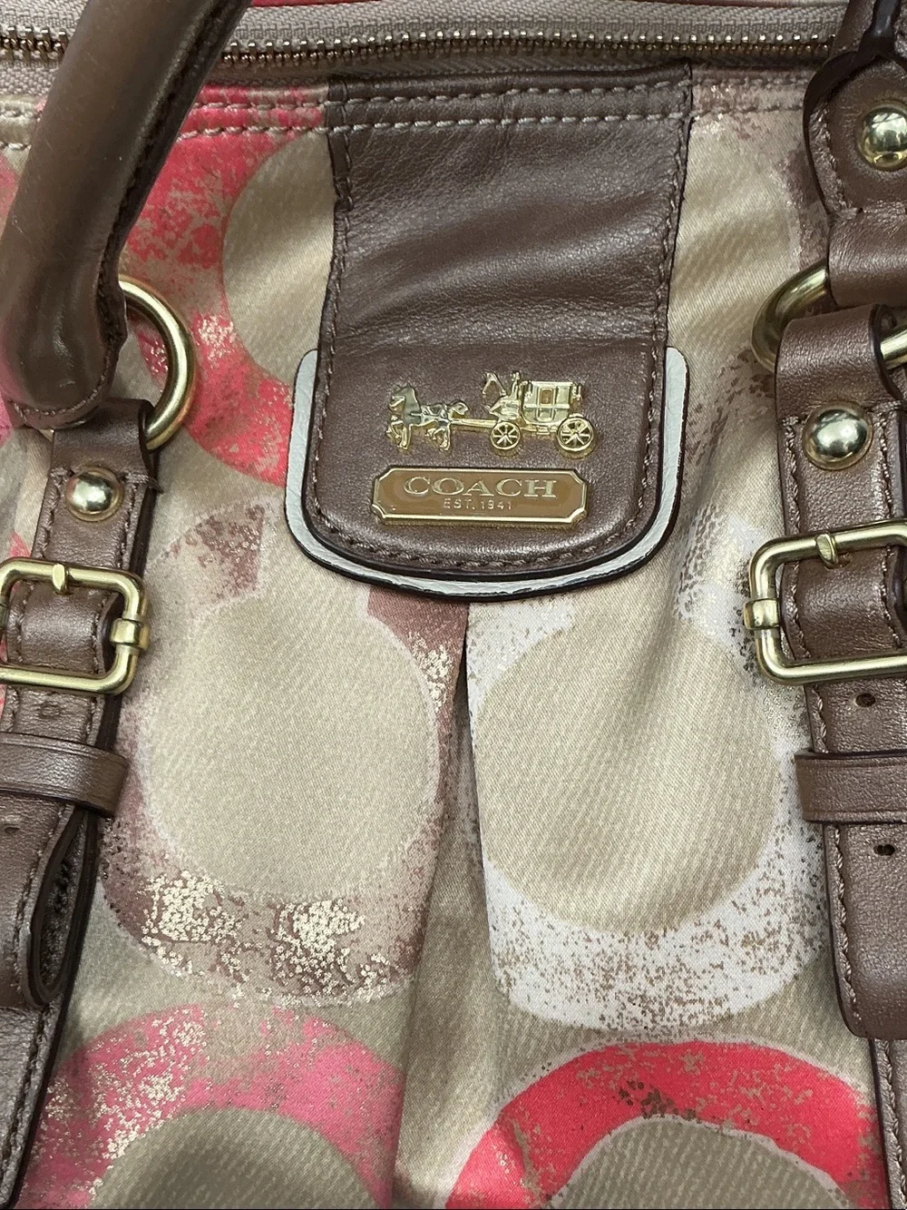 Coach Madison Op Art Metallic Signature Satchel EUC